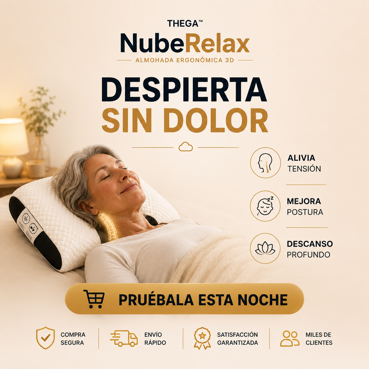 THEGA™ NubeRelax - Almohada Ergonómica 3D