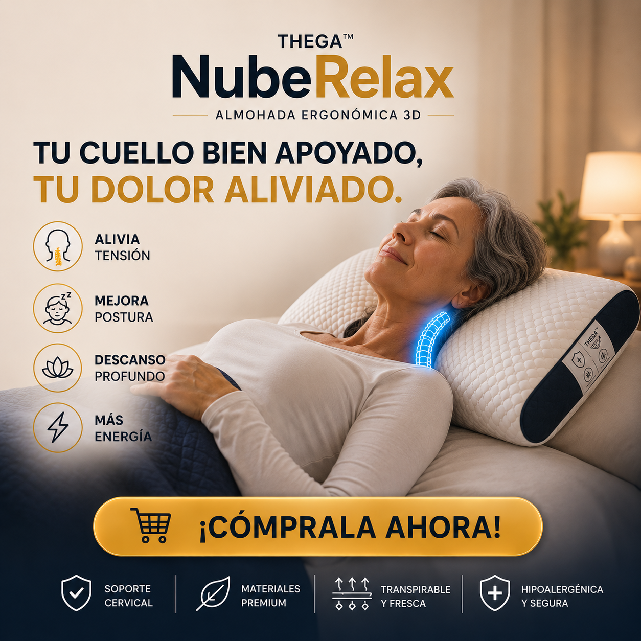 THEGA™ NubeRelax - Almohada Ergonómica 3D