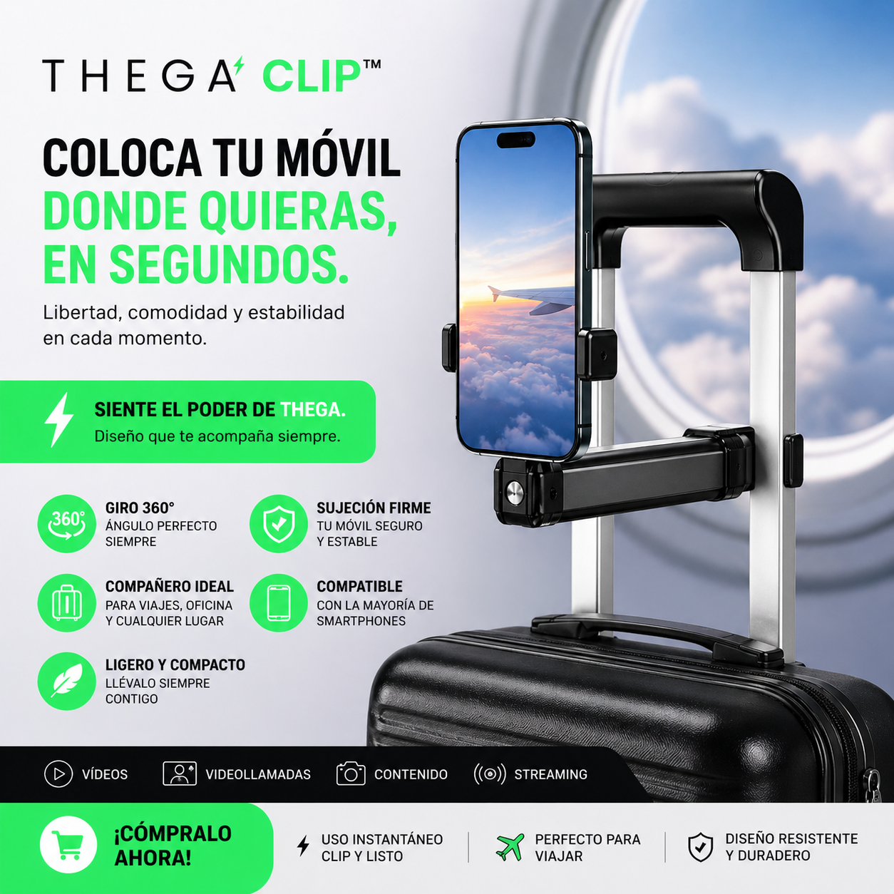 THEGA CLIP™ - SOPORTE DE MÓVIL PORTÁTIL