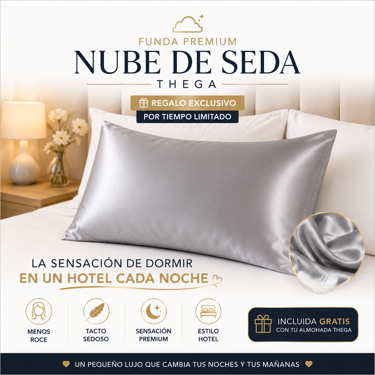 Nube de Seda Como en un Hotel☁️✨ Funda de almohada