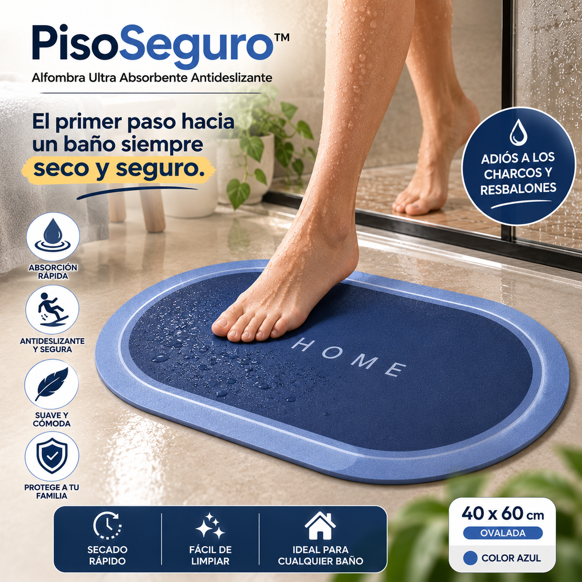 PisoSeguro - Alfombra Ultra Absorbente Antideslizante