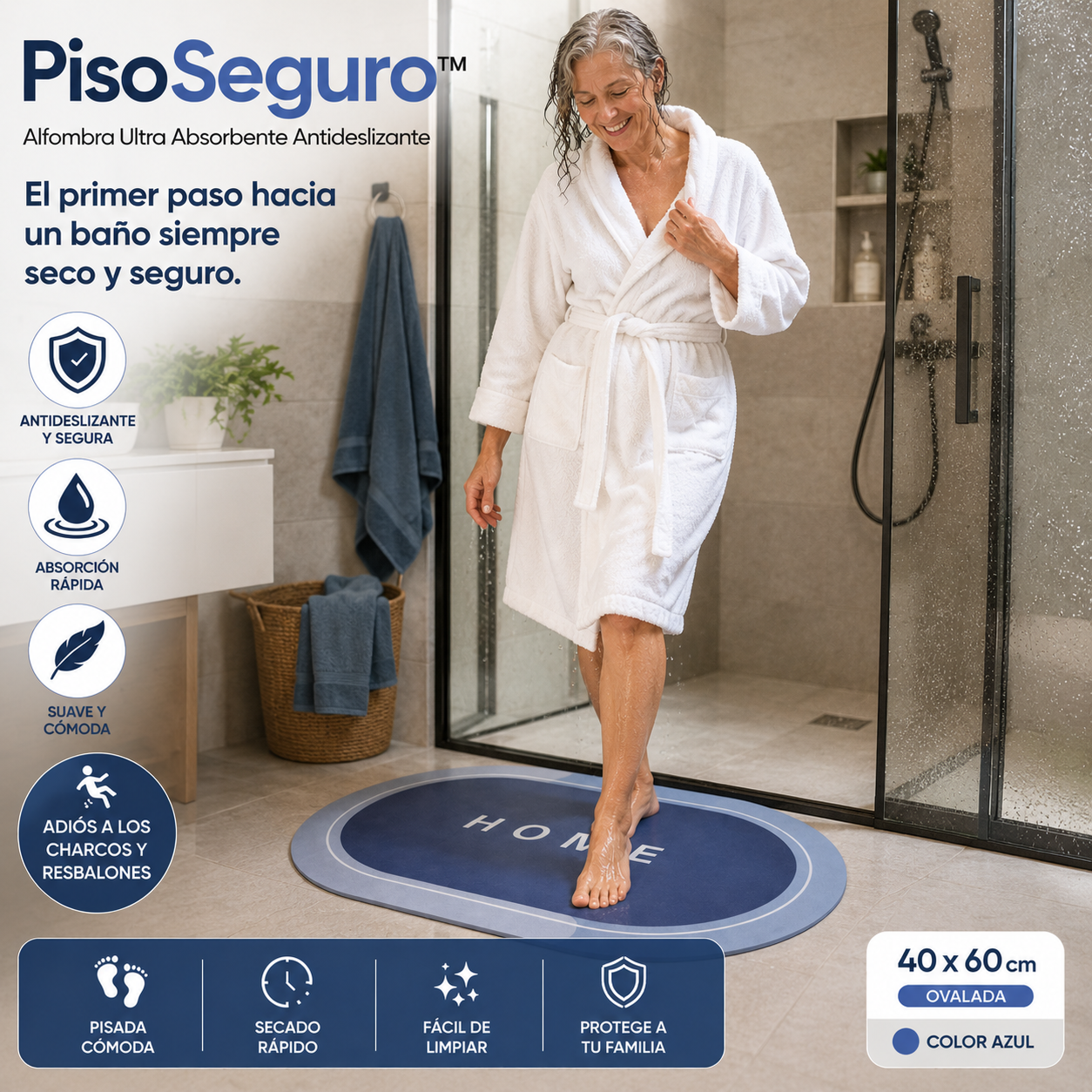 PisoSeguro - Alfombra Ultra Absorbente Antideslizante