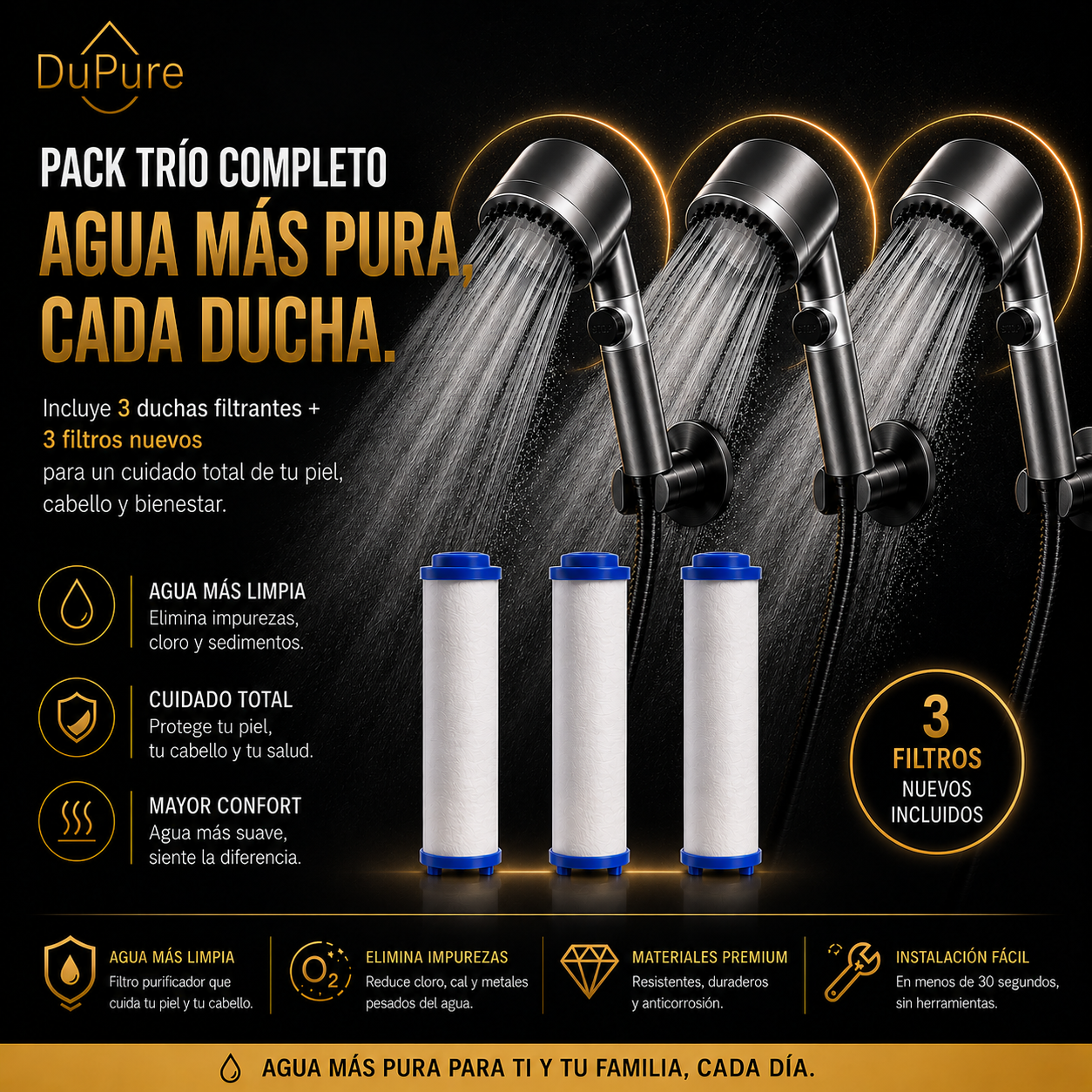 DuPure | Alcachofa de Ducha con Filtro y Alta Presión