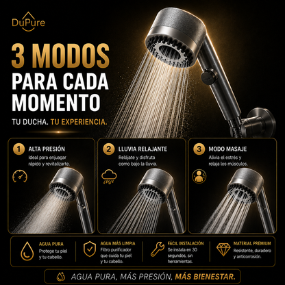 DuPure | Alcachofa de Ducha con Filtro y Alta Presión