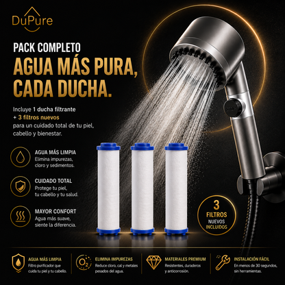 DuPure | Alcachofa de Ducha con Filtro y Alta Presión