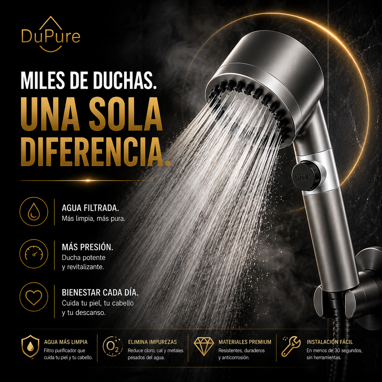 DuPure | Alcachofa de Ducha con Filtro y Alta Presión