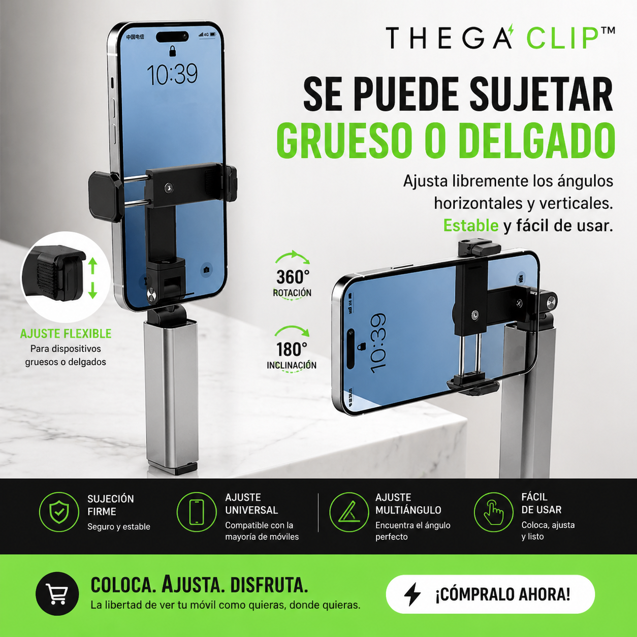 THEGA CLIP™ - SOPORTE DE MÓVIL PORTÁTIL