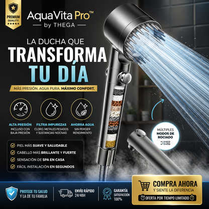 AquaVita Pro™ by THEGA - Ducha de Alta Presión con Filtro