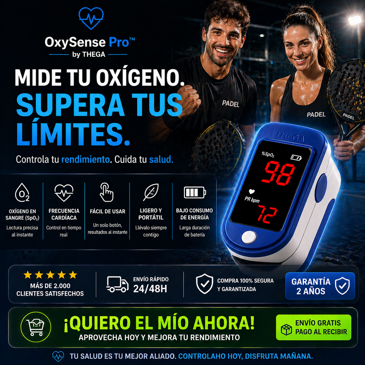 OxySense Pro™ by THEGA - Oxímetro Digital de Alta Precisión
