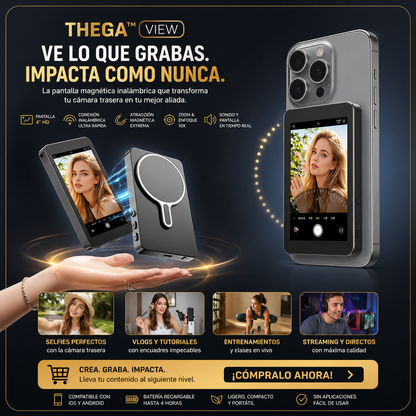 THEGA™ VIEW - Pantalla de Selfie Magnética para Smartphone