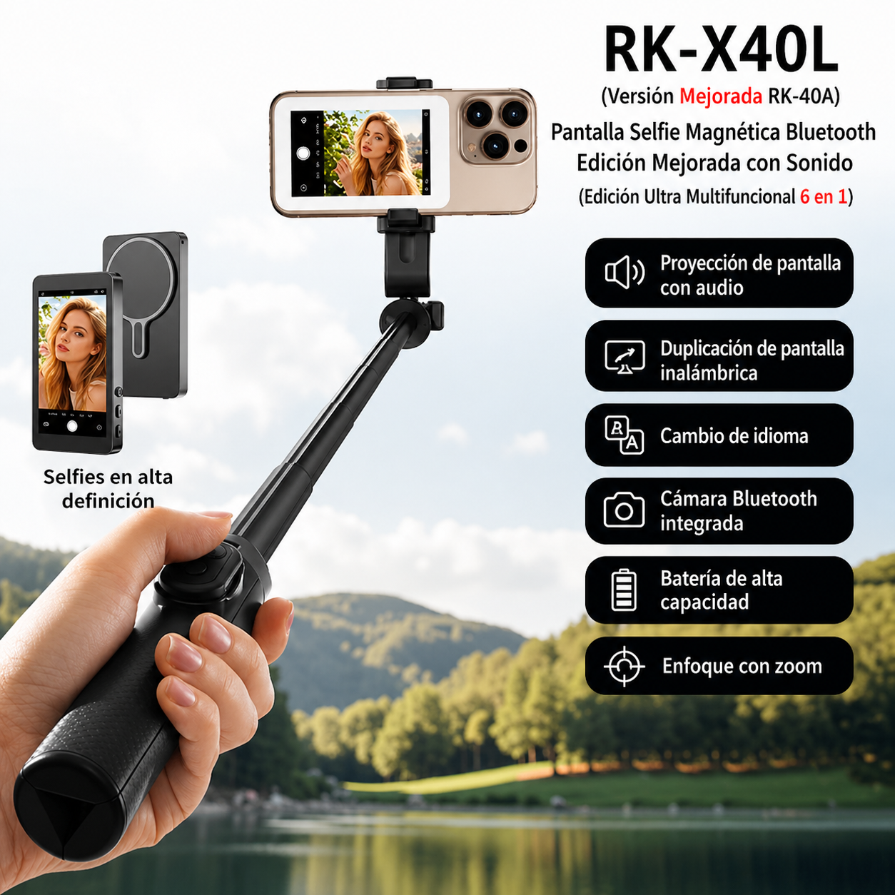 THEGA™ VIEW - Pantalla de Selfie Magnética para Smartphone