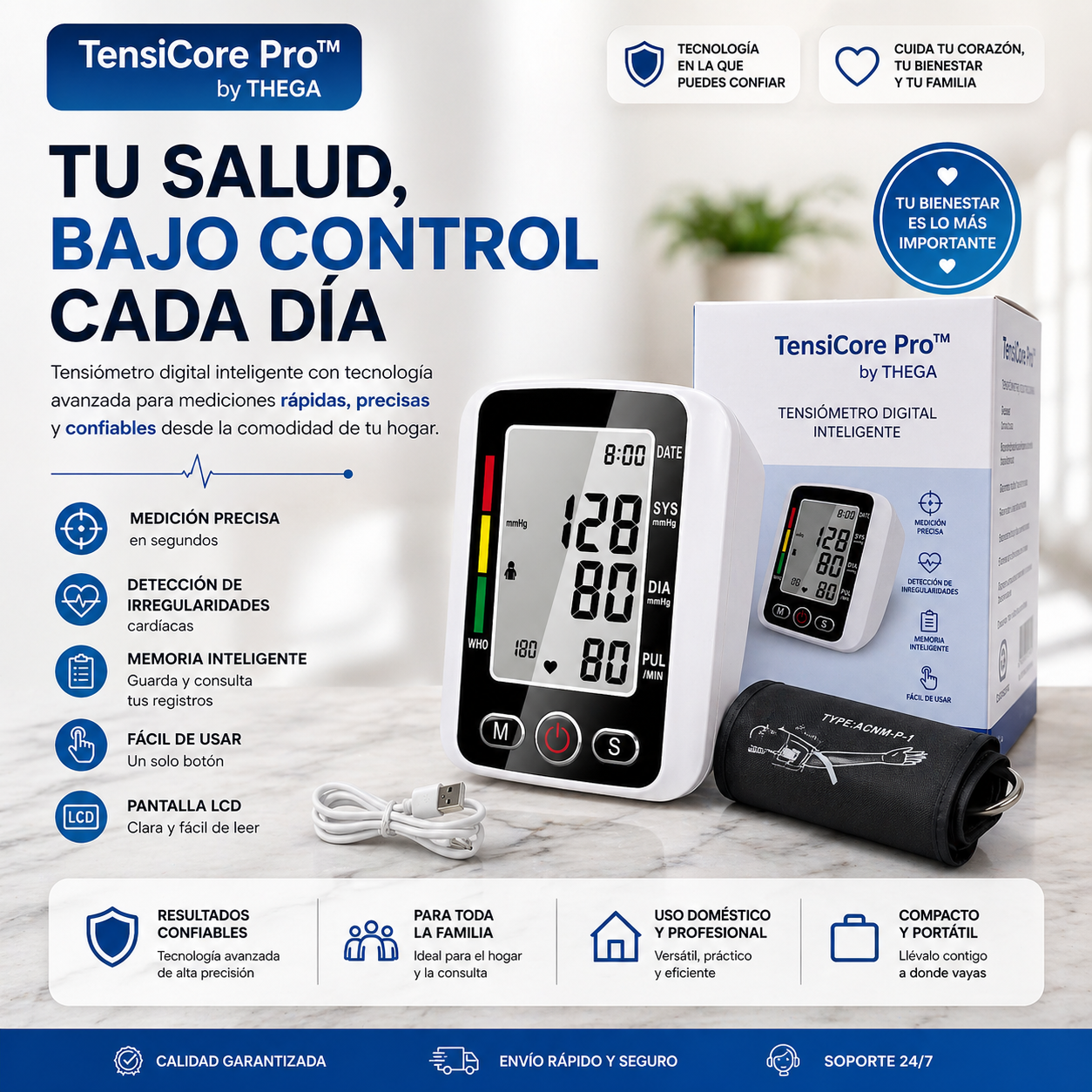 TensiCore Pro™ by THEGA – Tensiómetro Digital Inteligente